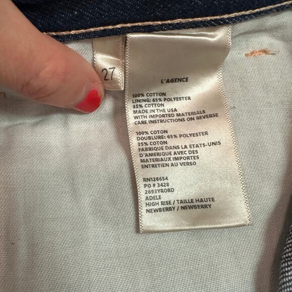 NEW L'Agence Adele Rigid Slim Stovepipe Jeans Newberry Distressed Crop - Picture 7 of 11